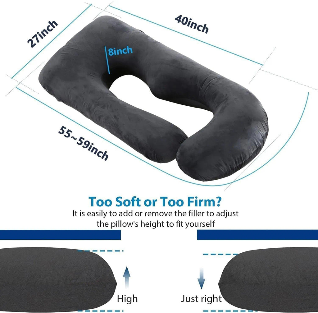 Pregnancy Pillows for Sleeping, U Shaped Full Body Maternity Pillow for Pregnant Women with Removable Bean Velvet