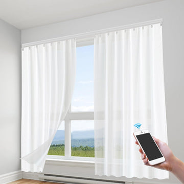 Smart Curtain Track with Remote Control, Motorized Curtain Rod Smart Electric Drape Track System 88.18lbs Capacity
