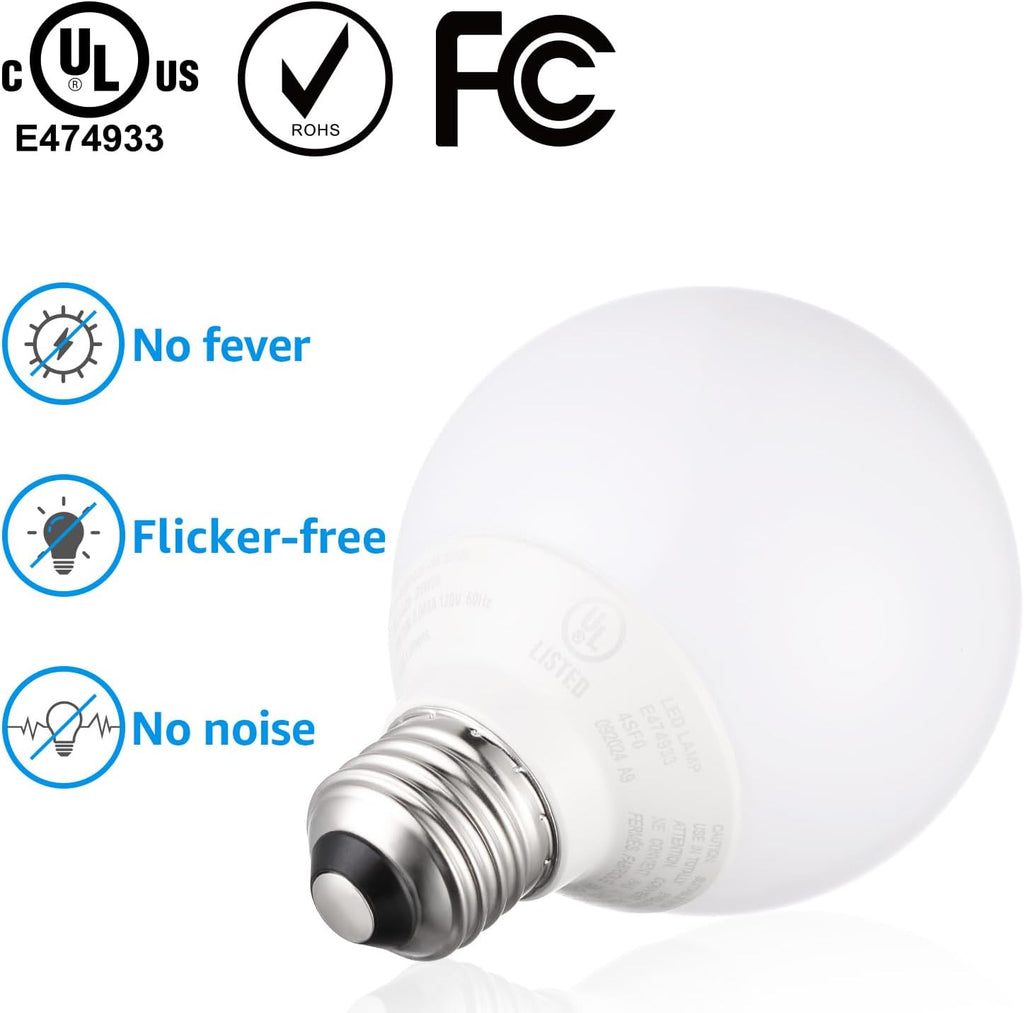 G25 LED Light Bulbs, 5W 450LM, Dimmable, 5000K