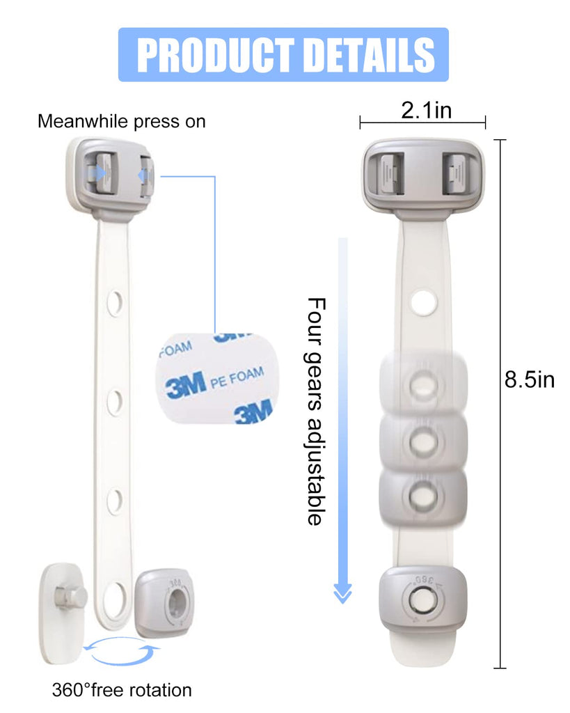 Fridge Locks,Refrigerator Door Lock,Child Proof Safety Cabinet Lock with Strong 3M Adhesives,Fridge Locks for