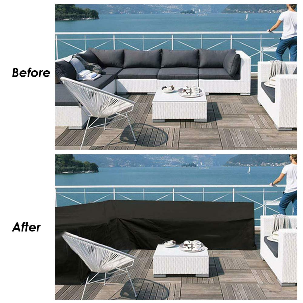 Patio Sofa Cover Sectional Waterproof L Shape Corner Sofa Cover Outdoor Dust-Proof Anti-UV Furniture Couch Cover for