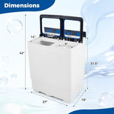 Portable Washing Machine, 26LBS Twin Tub Mini Compact Laundry Washer Spinner Combo with Drain Pump, 18Lbs Washer and
