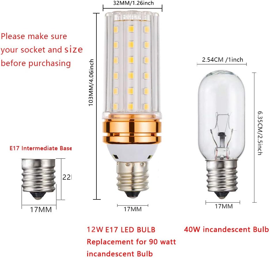 E17 LED 10W Light Bulb,80-100W Equivalent,Intermediate Base,Not Dimmable 6000K White 1000LM Lighting, Ceiling