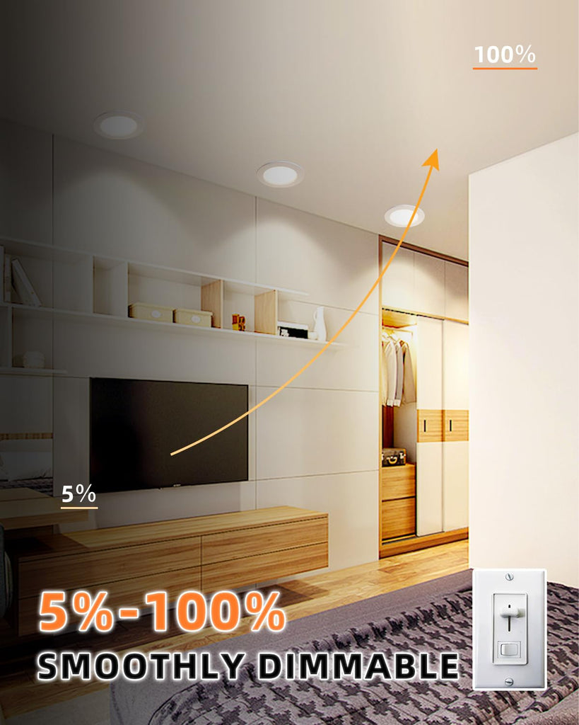 Recessed Lighting 6 inch - 12W 1100LM High Brightness,5CCT 2700K/3000K/3500K/4000K/5000K Selectable,Ultra-Thin LED
