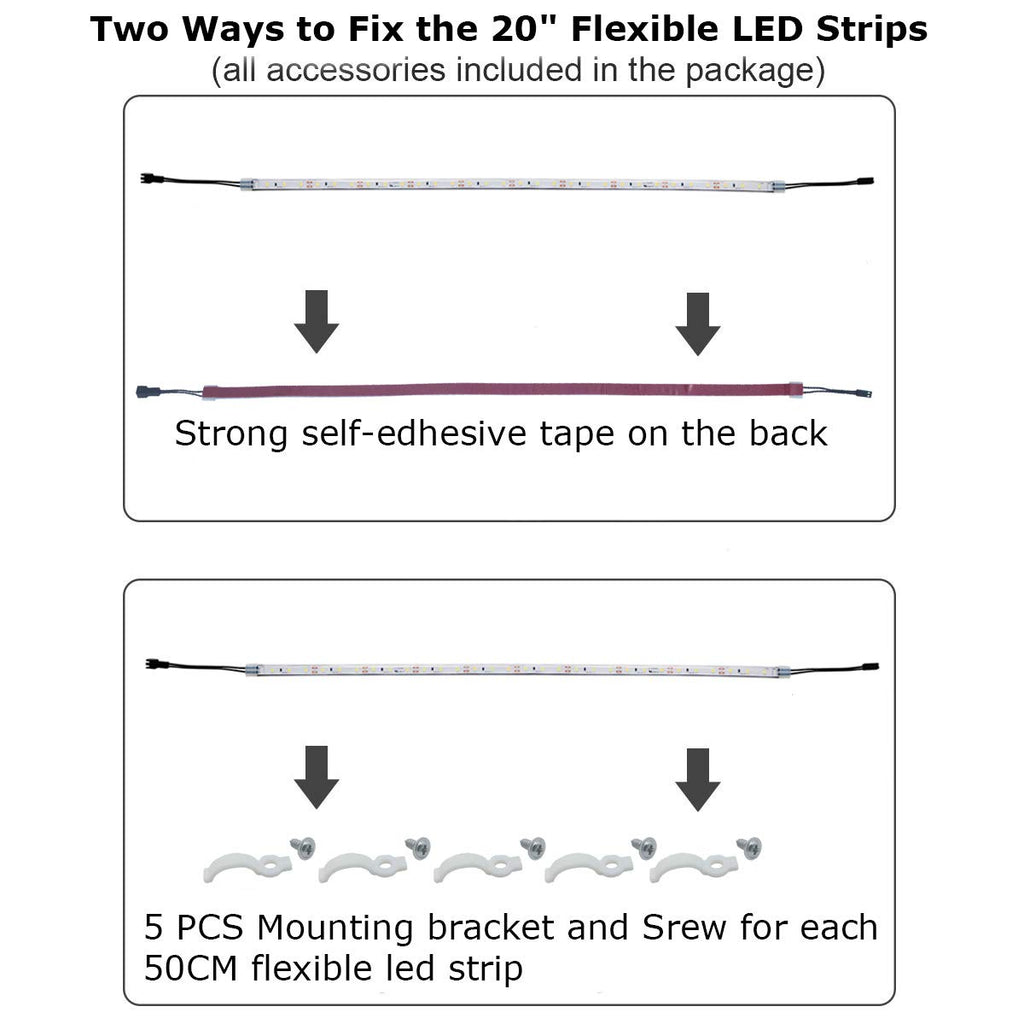 Under Cabinet Lighting Kit, 6 PCS 20 Inches Flexible LED Strips, 24W, 1800 Lumen, Warm White 2700K. Suitable Counters