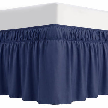 Full Bed Skirt 16 Inch Drop, Wrap Around Dust Ruffle with Elastic Band