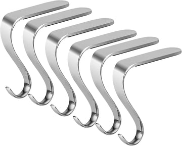 Christmas Stocking Holders for Mantle Set of 6, Metal Fireplace Stocking Hangers, Anti-rust Non-slip Non-tarnish