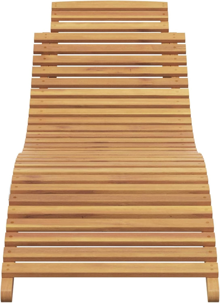 Solid Teak Wood Sun Lounger, Folding Outdoor Chaise Lounge, Weather Resistant Reclining Poolside Chair, Brown, 77.95