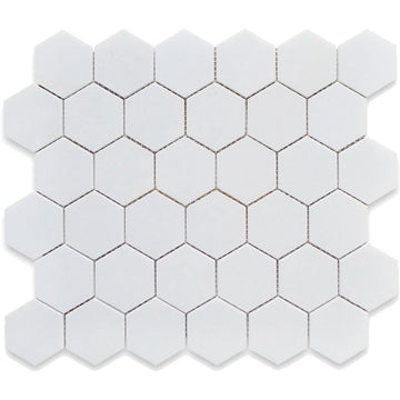 White 2 inch Hexagon Mosaic- 10pcs/carton (10 sq ft)