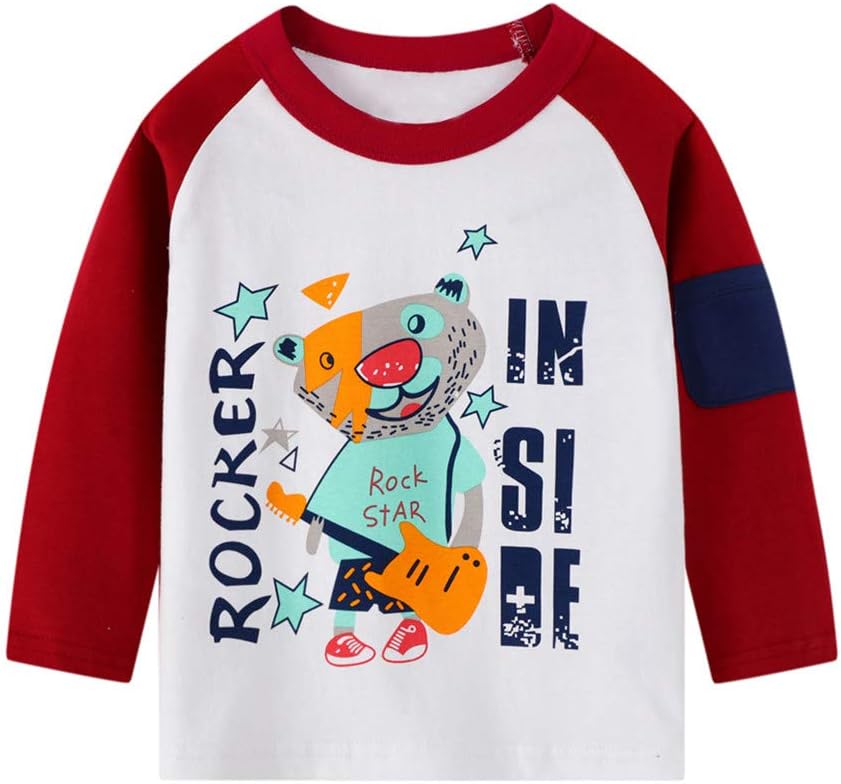 Boys Long Sleeve T-Shirt Cotton Casual Winter Crewneck Basic Active Tops Tee Tunic Shirts 3 Packs Sets