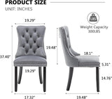 Velvet Dining Chairs Set of 4,Upholstered Dining Chairs with Ring Pull Trim and Button Back,Modern Seating for Kitchen