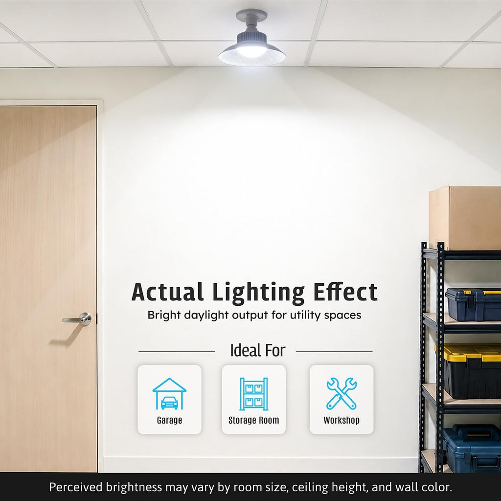 5000 Lumens LED Garage Light Bulb with Shade 5000K Daylight E26 Base