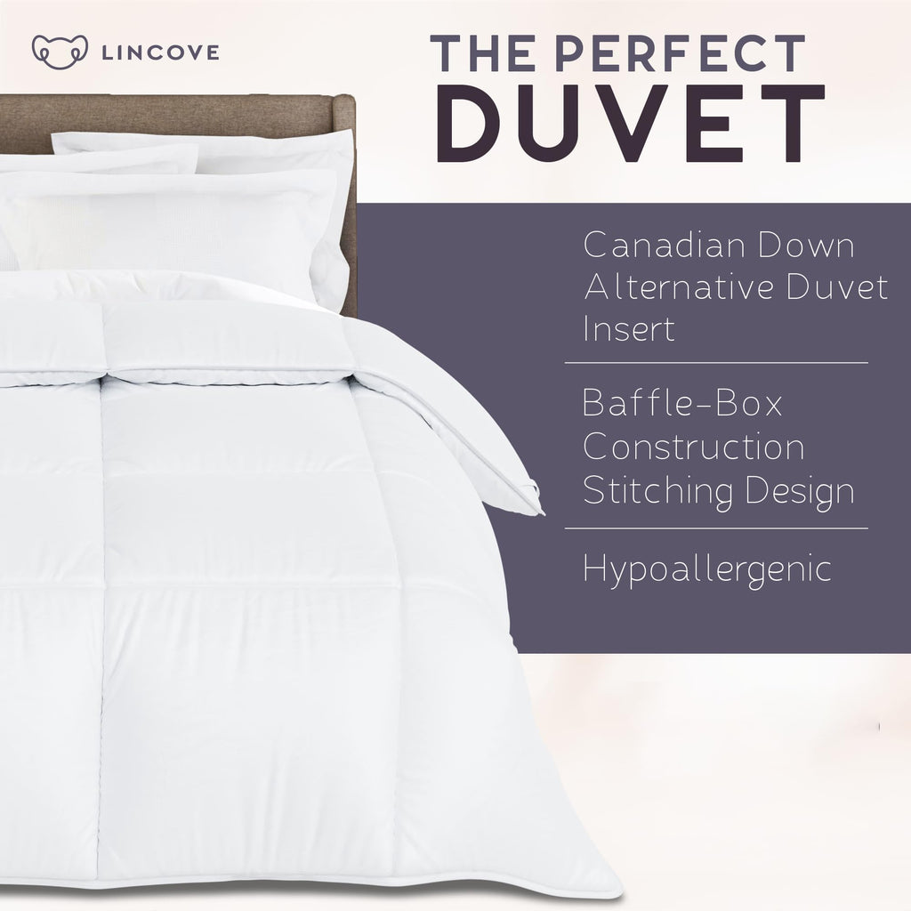 Down Alternative Comforter - Corner Loops in Each Corner, 400 Thread Count 100% Cotton Sateen Shell, Soft and Plush