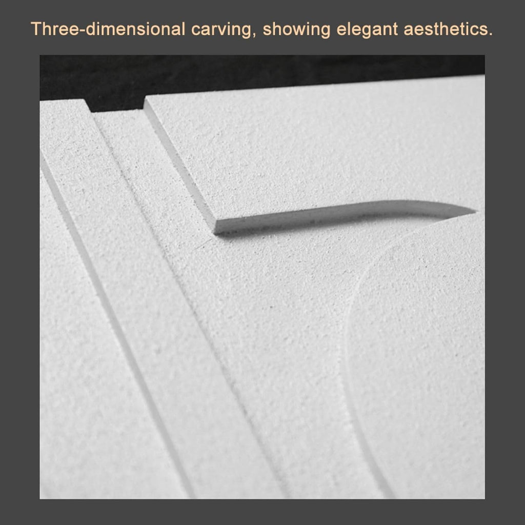 2-Piece White Japandi 3D Abstract Wall Art Set - Modern Minimalist Carved Wall Sculpture (White, 27.6" W x 1.2" D x - Set of 2