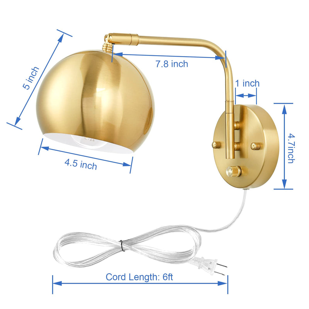 Wall Sconce with Remote Control, Plug in Wall Sconces Dimming 0-100% and Adjustable Color Temperature