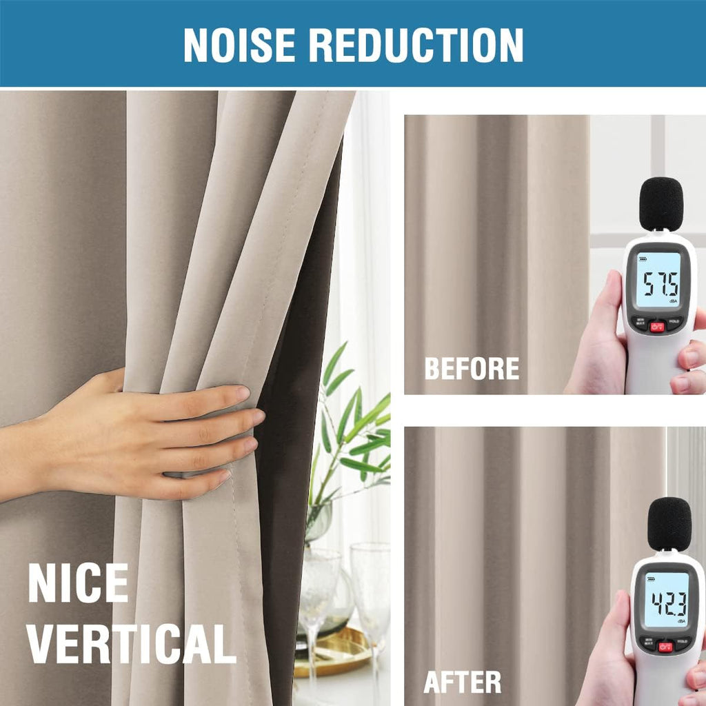 100% Blackout Curtains for Bedroom with Black Liner Full Room Darkening Curtains 96 Inch Long Thermal Insulated Back