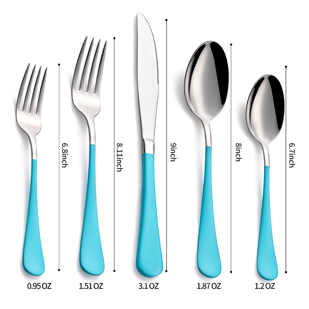 20-Pieces Blue Silverware Sets for 4,Blue Handle Stainless Steel Cutlery Set, Include Forks Spoons and Knives Set