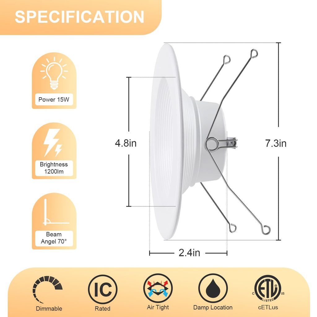 Brushed Nickel Recessed Lighting 6 Inch,12 Pack Recessed LED Retrofit Lighting,2700-6000K 5CCT Selectable, Damp Rated