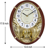 Melodies in Motion Musical Wall Clock - Chiming Wall Clock with Rotating Crystal Pendulum - 12 Melodies - Adjustable Volume - Night Shutoff