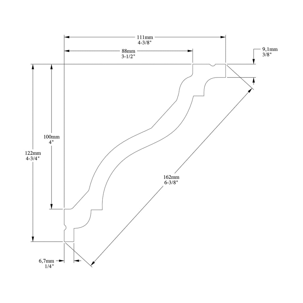 High Density Polyurethane Crown Moulding | Primed White | 6-3/8in Face x 78in Long