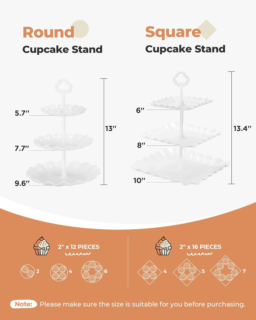Cupcake Stand Dessert Table Display Set Serving Tray for Party - Set of 10