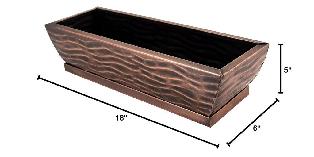 Succulent Planter Rectangular Plant Pot Flower Indoor Outdoor Window Box (Antique Copper Large)