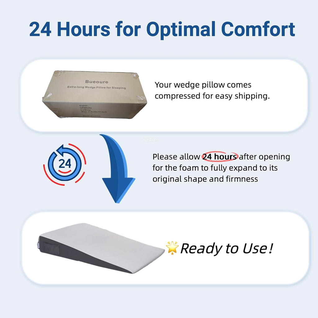 FSA Eligible 31" Extra-Long Wedge Pillow for Sleeping, Reflux,Snoring,White | Full-back support, Gentle upper-body