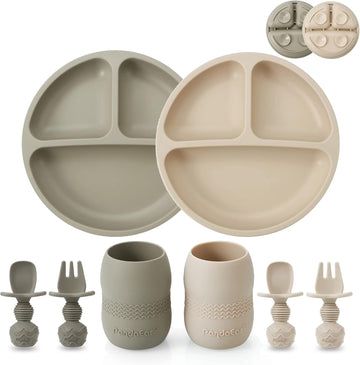 Silicone Baby Feeding Set with Divided Suction Plate
