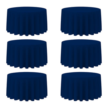 6 Pack Navy Blue Round Tablecloths 120 Inch for 60" Tables