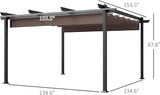 13' x 13' Retractable Pergola Canopy with Stronger Aluminum Frame, Outdoor Pergola Sun Shade Shelter for Garden, Patio