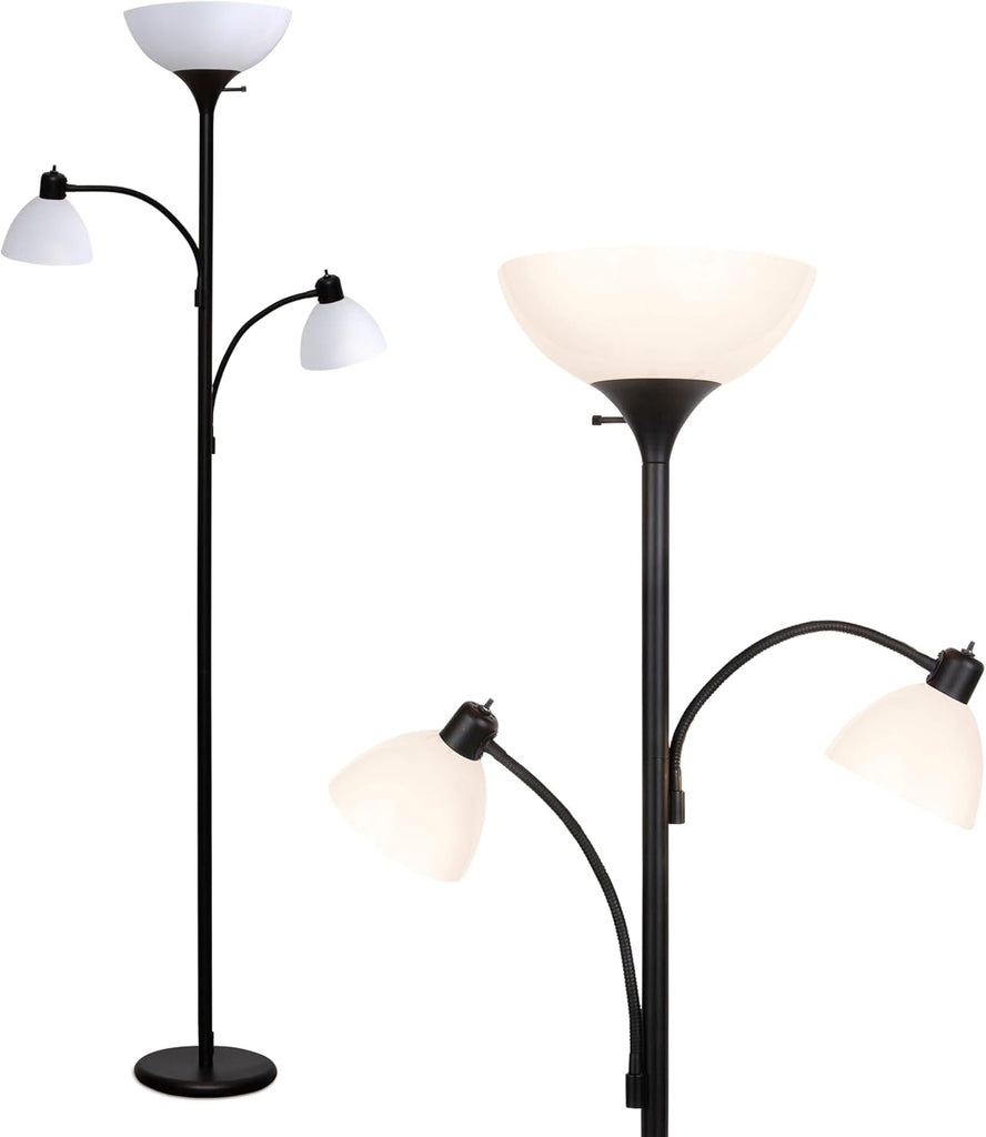 Sky Dome Double LED Floor Lamp, Torchiere Super Bright Floor Lamp with 2 Reading Lamps & Offices