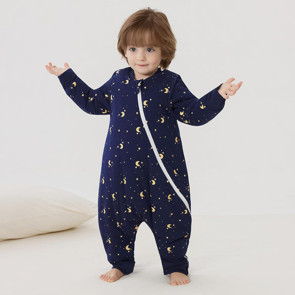 2.5 TOG Toddler Sleep Bag Months 100% Cotton Winter Side Open Zipper Baby Sleep Sack with Feet, Warm Toddler