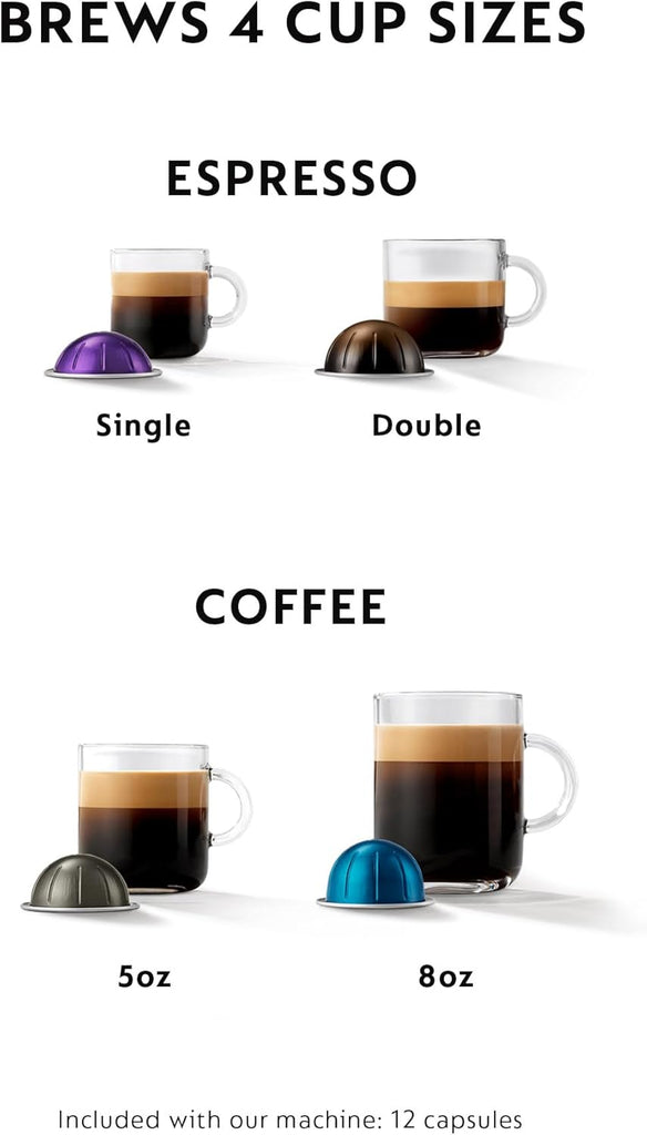 Vertuo Coffee and Espresso Maker by , Chrome with Aeroccino Milk Frother