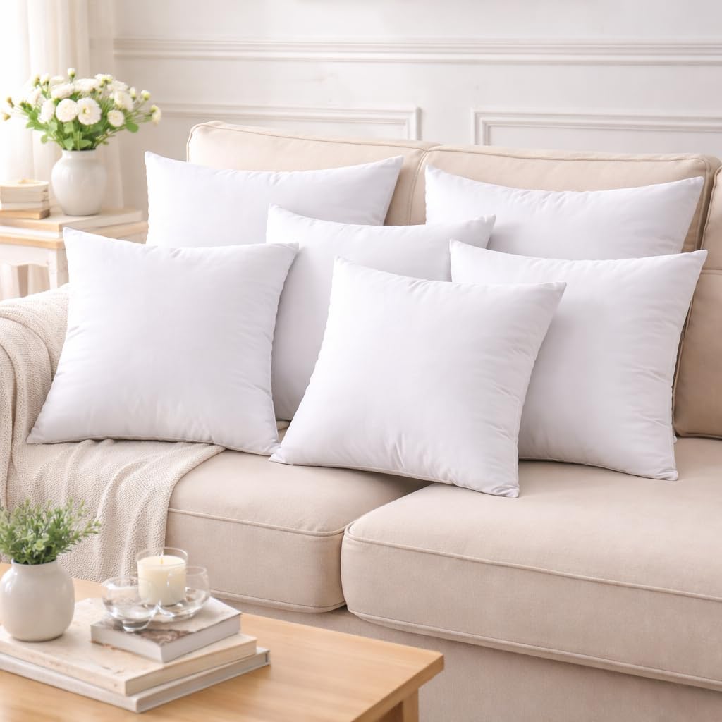 18 x 18 Inch Throw Pillow Inserts Square Cushions with Polyester Fill for Decorative Pillow Covers - Set of 8
