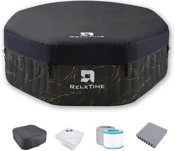 6 Person Inflatable Hot Tub, Outdoor Portable Blow Up Spa Backyard | 130 Air Jets Spa with Energy Efficient Cover