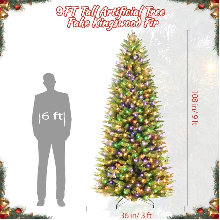 9ft Prelit Fraser Fir Slim Artificial Christmas Tree with RGBW Light
