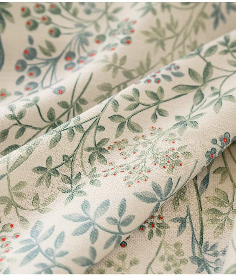 Floral Farmhouse Curtains Semi-Blackout Living Room Drapes 84 Inch Length Cotton Linen Blend Bohemian Window Curtain