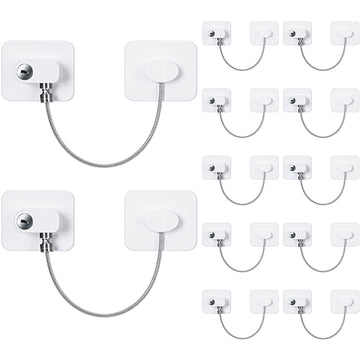 12 Pack Refrigerator Lock, 12 Keys Adhesive Child Safety Lock, White