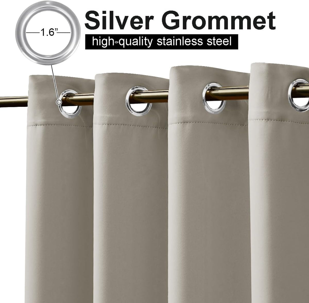 2 Panels Outdoor Curtains Waterproof 108 inches Long, Windproof Thermal Insulated Top & Bottom Grommet Blackout