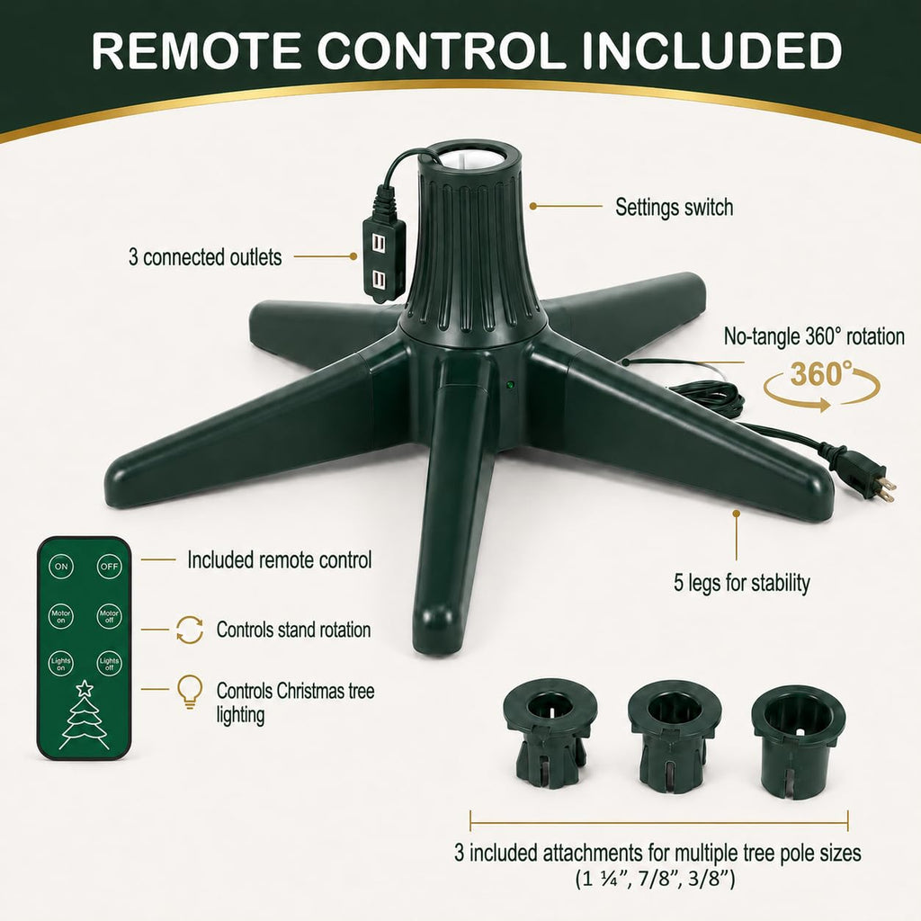 Rotating Christmas Tree Stand with Remote, 360 Spin (Green)