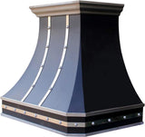 Black Stainless Steel Wall Mount Range Hood 4 Speed LED Lights