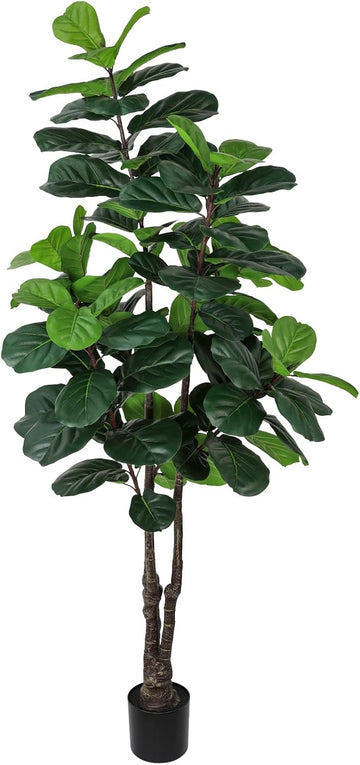 Fiddle Leaf Fig Tree Artificial Plants Indoor 6FT Faux Tree with Sturdy Pot