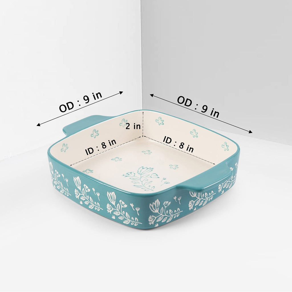Baking Dish 9x9 Baking Pan Ceramic Brownie Pan Casserole Dish 2-pcs Lasagna Pan Square Bakeware Sets