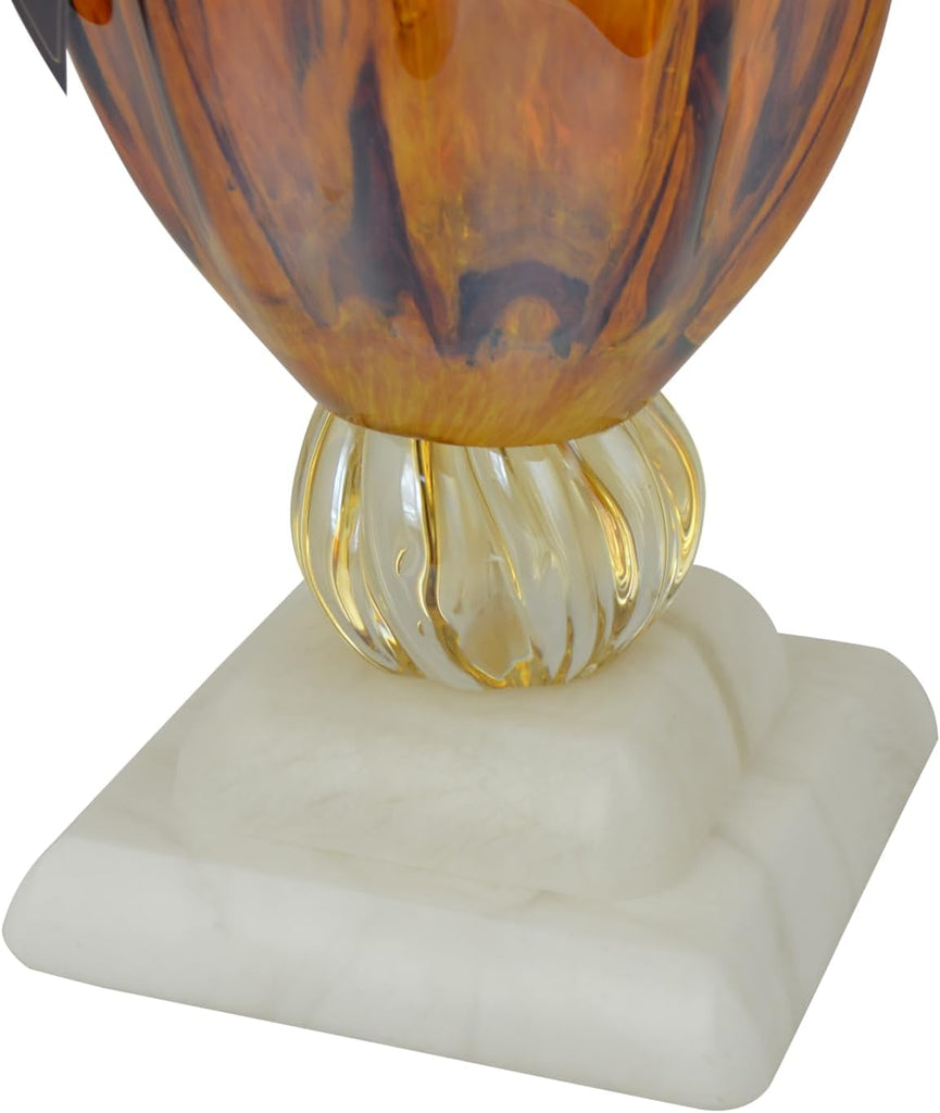 17" Inch Italian Murano Hand Blown Orange Glass Vase