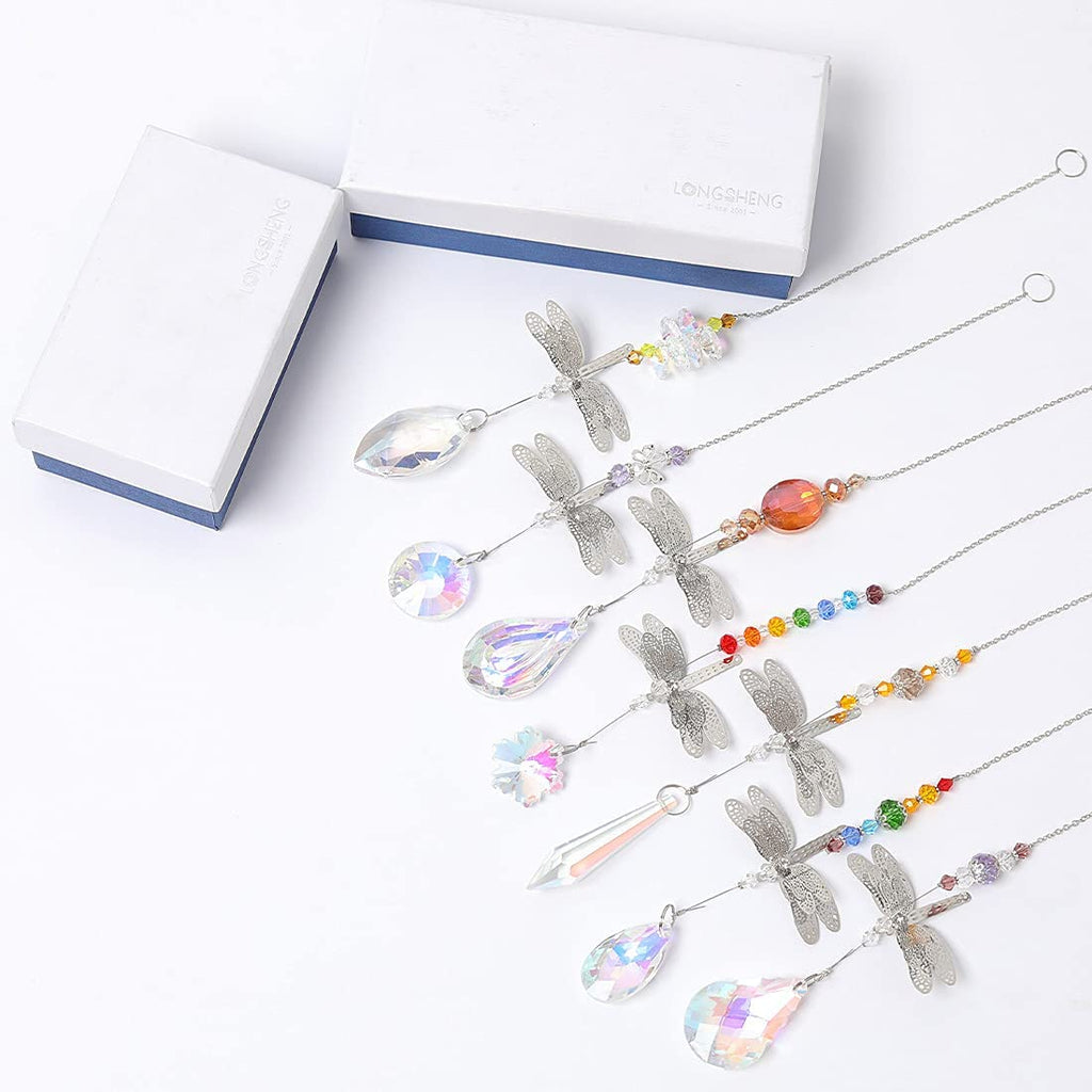 Pack of 7 Crystal Suncatchers Dragonfly Pendant Hanging for Window Wedding Garden Decor