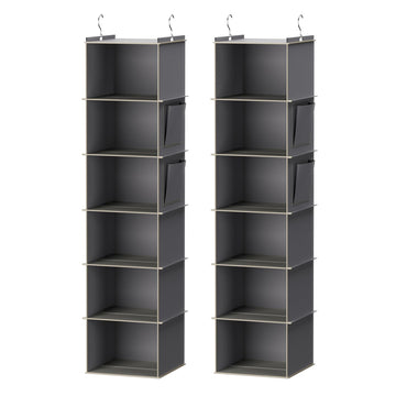 Hanging Closet Organizer and Storage, 6-Shelf, 2 Packs, Grey