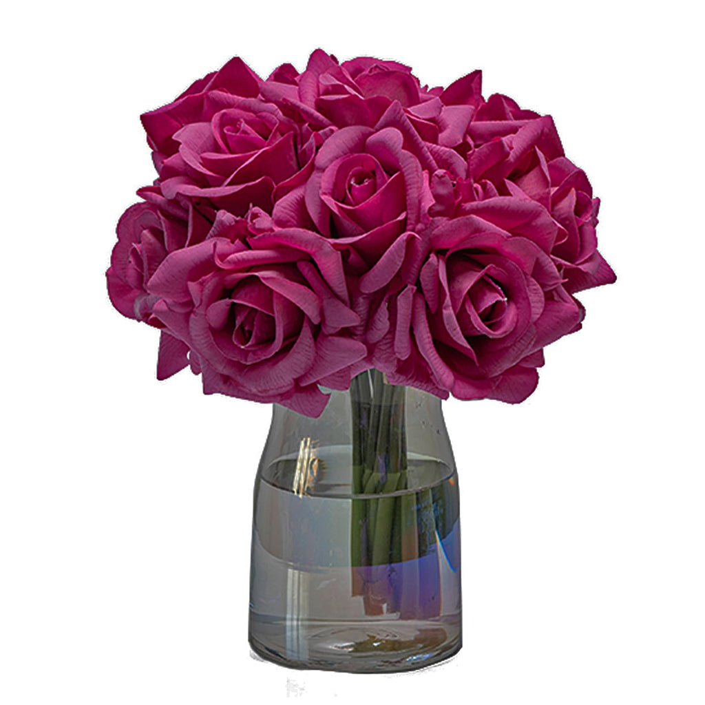 Artificial Roses Single Stem 10pcs Fake Silk Flower Arrangement Bouquet Party Wedding Decoration(Rose red)