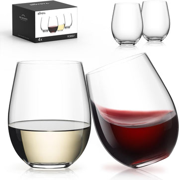Stemless Wine Glasses, Crystal Red White Wine Glasses for Daily Use, Hosting, Home Bar, Evening Party, Birthdays