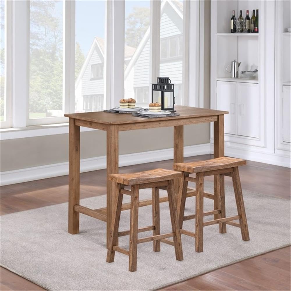 Inspired Bertoia Style Sonoma Counter Height Backless Saddle Stool, Barnwood Wire-Brush Finish, Set of 2
