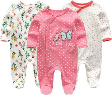 Boys Girls Footies One-Piece Romper Long-Sleeve Jumsuit Cotton Clothes Set Pack Baby Pajamas